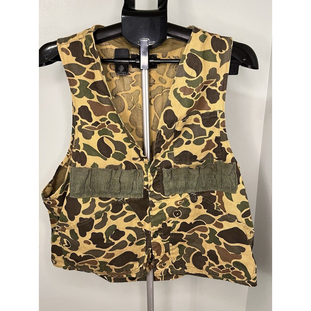 Vintage Red Head Hunting Camo Vest Mens M Camouflage Utility Duck Hunt Shooting
